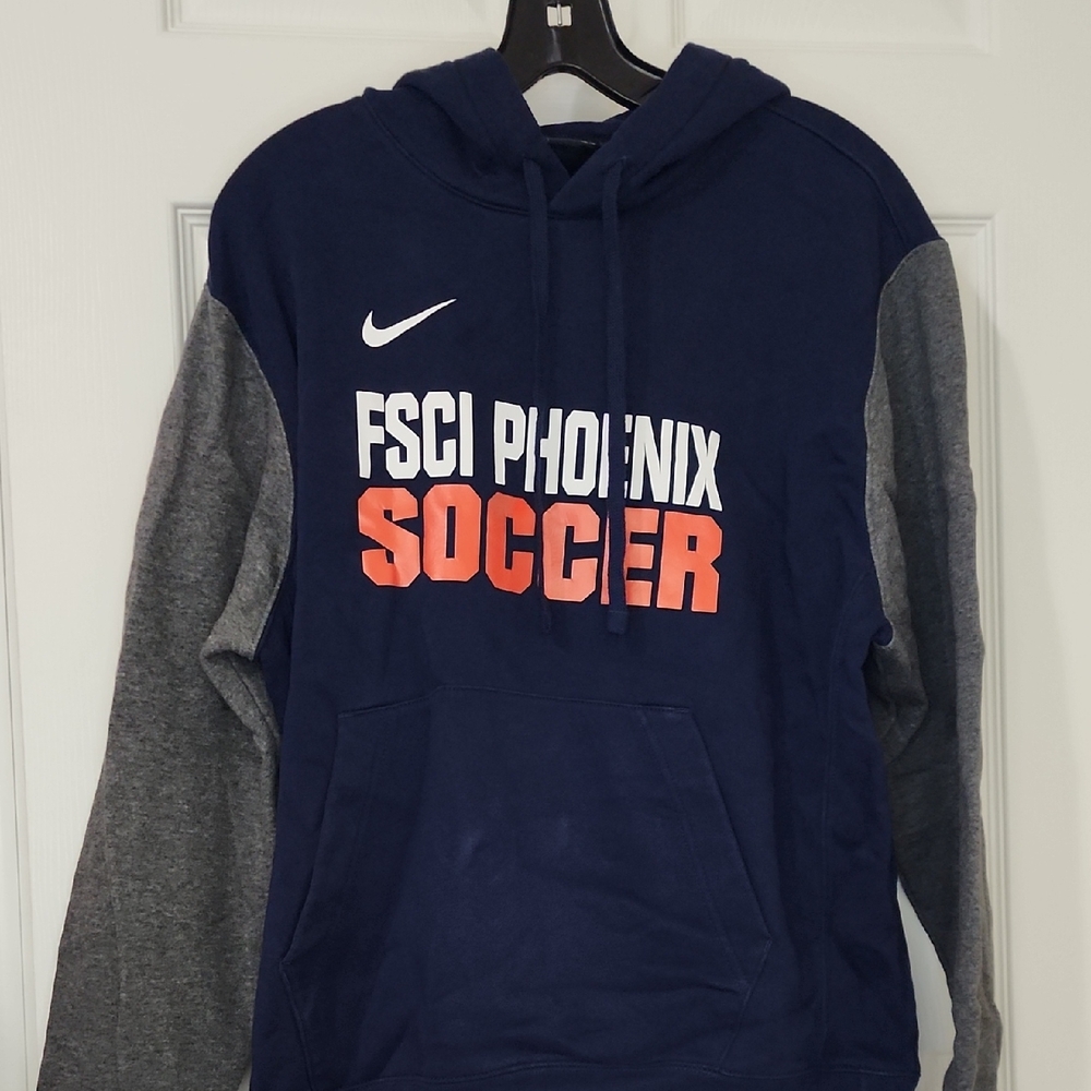 Nike Men's Navy and Gray Soccer Hoodie